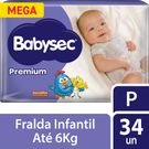 Fralda Babysec Premium Mega Tamanho P 34 Unidades